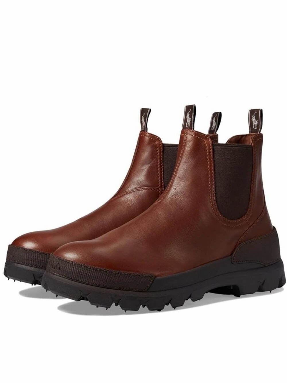 Polo by Ralph Lauren Brown Leather Chelsea Boots with Black Lug Sole